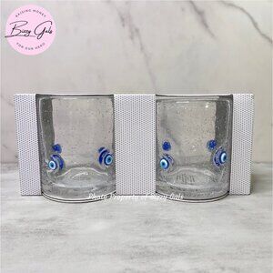 2 Cupcakes and Cashmere EVIL EYE Icon Whiskey Tumbler Glass Set NEW